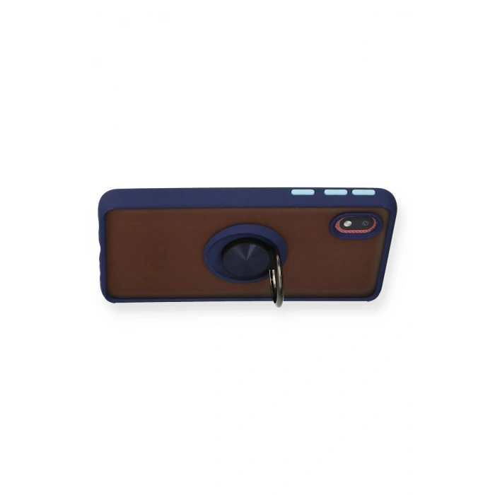 Newface Samsung Galaxy A01 Core Kılıf Montreal Yüzüklü Silikon Kapak - Lacivert