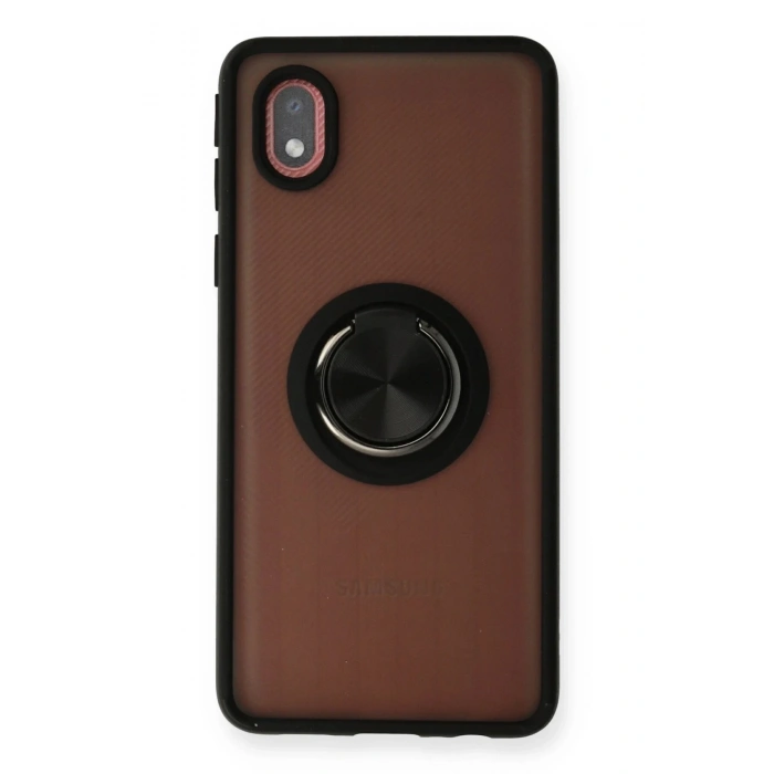 Newface Samsung Galaxy A01 Core Kılıf Montreal Yüzüklü Silikon Kapak - Siyah