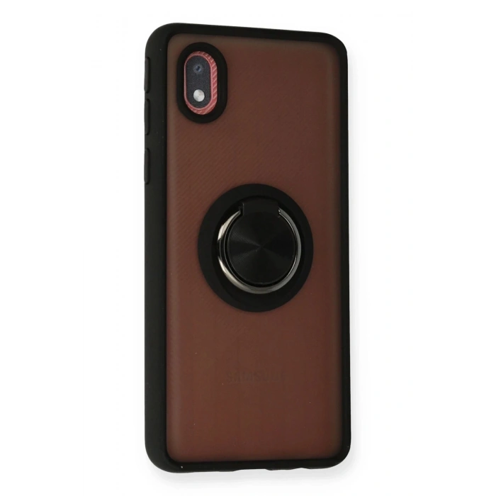 Newface Samsung Galaxy A01 Core Kılıf Montreal Yüzüklü Silikon Kapak - Siyah