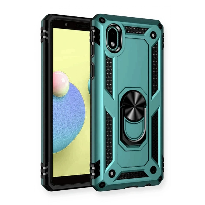 Newface Samsung Galaxy A01 Core Kılıf Sofya Yüzüklü Silikon Kapak - Yeşil