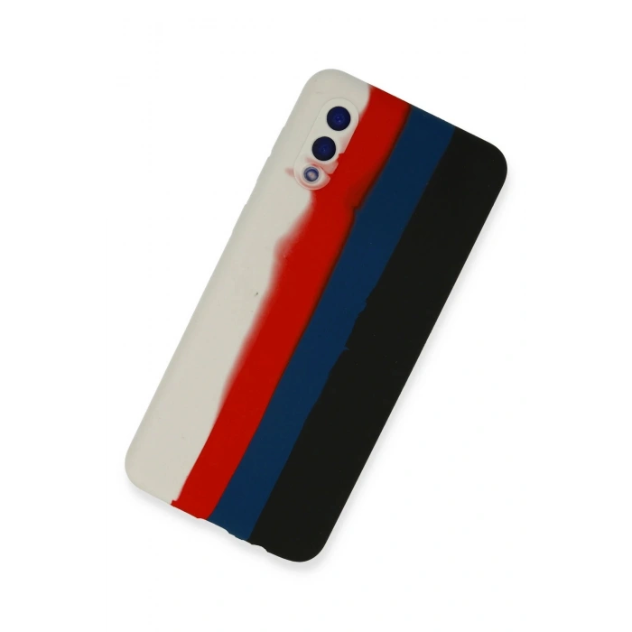 Newface Samsung Galaxy A02 Kılıf Ebruli Lansman Silikon - Beyaz-Siyah