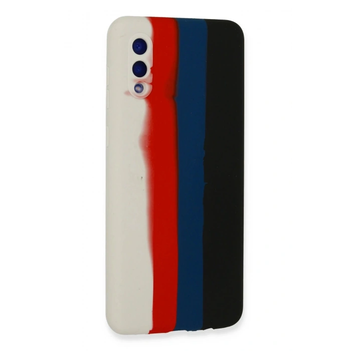 Newface Samsung Galaxy A02 Kılıf Ebruli Lansman Silikon - Beyaz-Siyah