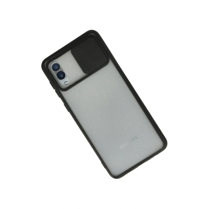 Newface Samsung Galaxy A02 Kılıf Palm Buzlu Kamera Sürgülü Silikon - Siyah