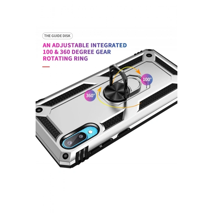 Newface Samsung Galaxy A02 Kılıf Sofya Yüzüklü Silikon Kapak - Gümüş