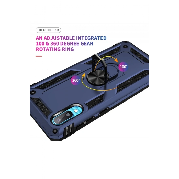 Newface Samsung Galaxy A02 Kılıf Sofya Yüzüklü Silikon Kapak - Lacivert