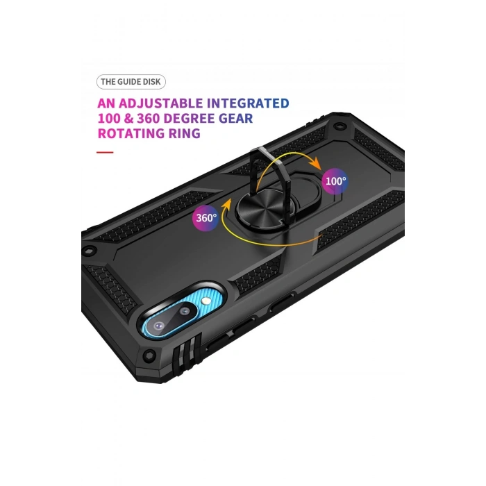 Newface Samsung Galaxy A02 Kılıf Sofya Yüzüklü Silikon Kapak - Siyah