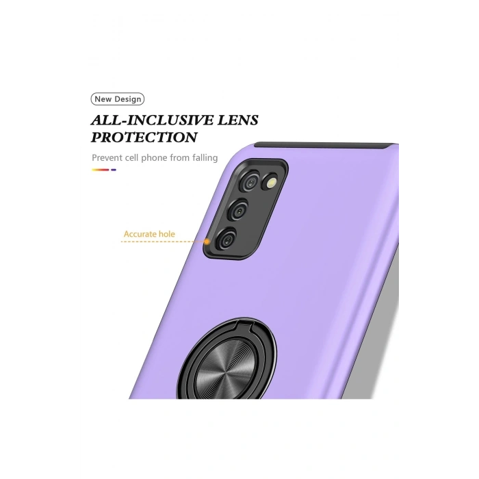 Newface Samsung Galaxy A02S Kılıf Elit Yüzüklü Kapak - Mor