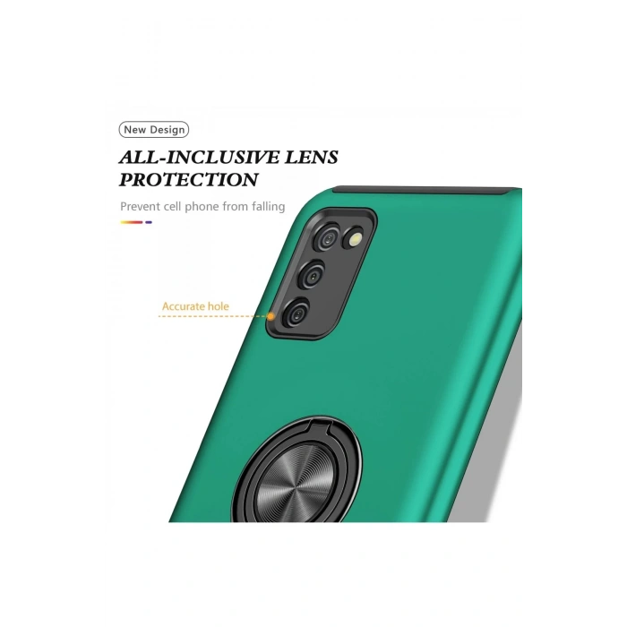 Newface Samsung Galaxy A02S Kılıf Elit Yüzüklü Kapak - Yeşil
