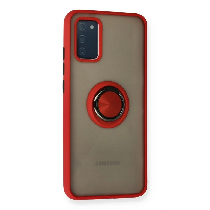 Newface Samsung Galaxy A02S Kılıf Montreal Yüzüklü Silikon Kapak - Kırmızı