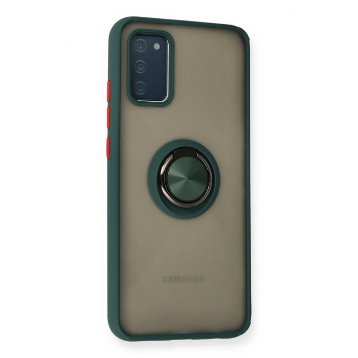 Newface Samsung Galaxy A02S Kılıf Montreal Yüzüklü Silikon Kapak - Yeşil
