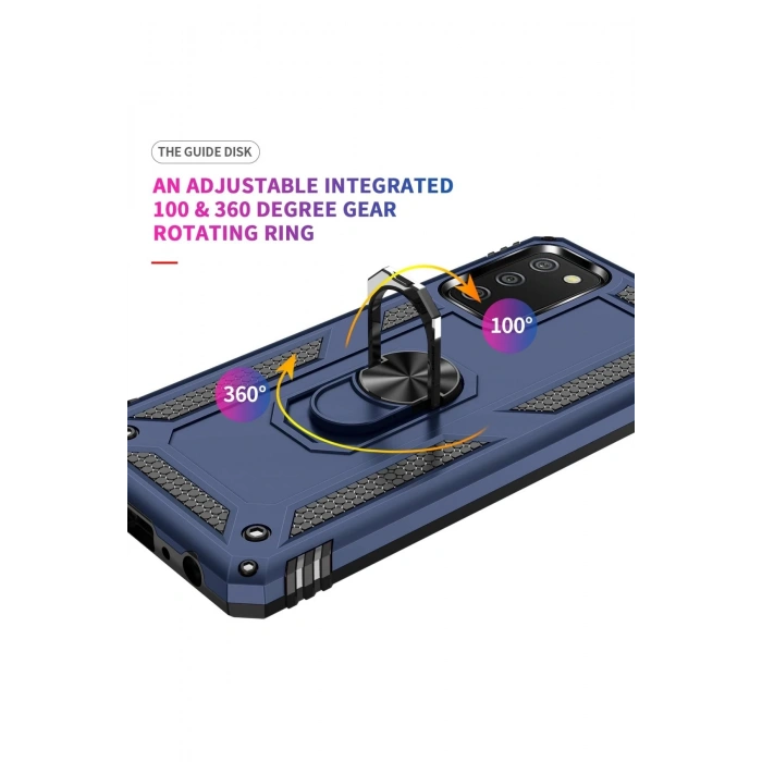 Newface Samsung Galaxy A02S Kılıf Sofya Yüzüklü Silikon Kapak - Lacivert