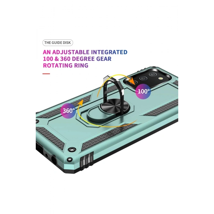 Newface Samsung Galaxy A02S Kılıf Sofya Yüzüklü Silikon Kapak - Yeşil