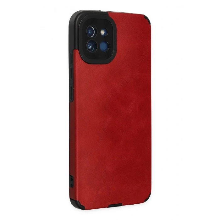 Newface Samsung Galaxy A03 Kılıf Loop Deri Silikon - Kırmızı