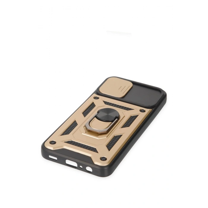 Newface Samsung Galaxy A03 Kılıf Pars Lens Yüzüklü Silikon - Gold