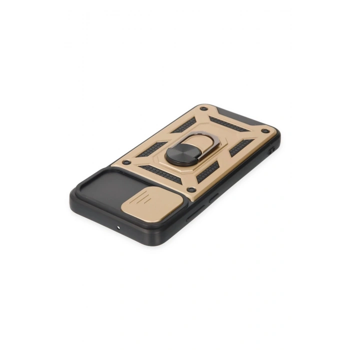 Newface Samsung Galaxy A03 Kılıf Pars Lens Yüzüklü Silikon - Gold