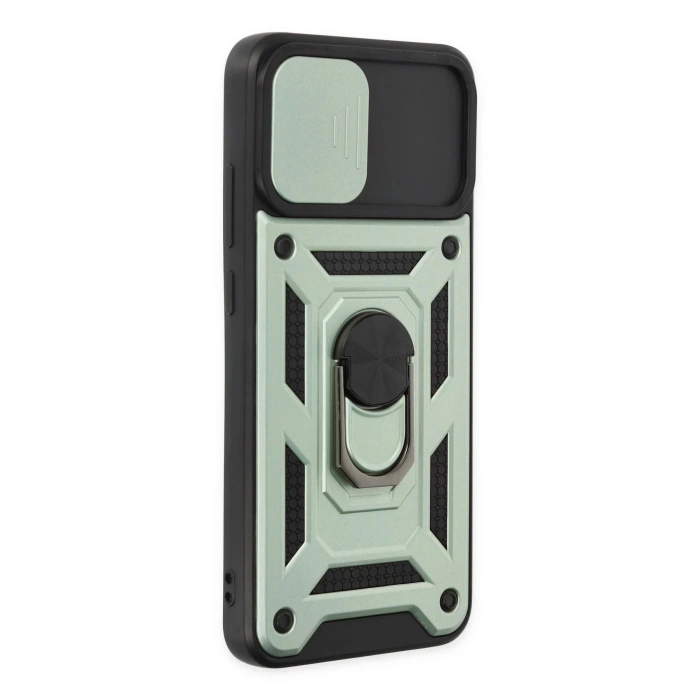 Newface Samsung Galaxy A03 Kılıf Pars Lens Yüzüklü Silikon - Yeşil