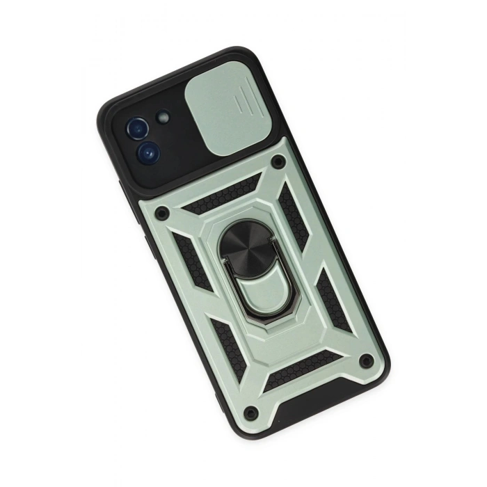 Newface Samsung Galaxy A03 Kılıf Pars Lens Yüzüklü Silikon - Yeşil