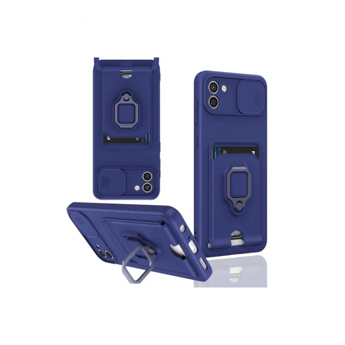 Newface Samsung Galaxy A03 Kılıf Zuma Kartvizitli Yüzüklü Silikon - Lacivert