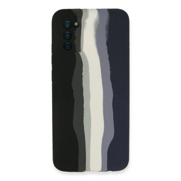 Newface Samsung Galaxy A03S Kılıf Ebruli Lansman Silikon - Siyah-Lacivert