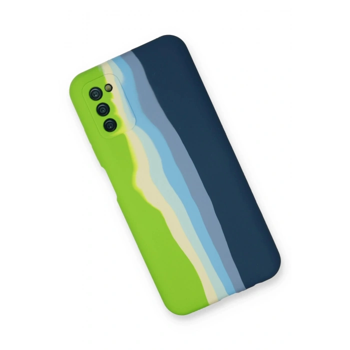 Newface Samsung Galaxy A03S Kılıf Ebruli Lansman Silikon - Yeşil-Koyu Yeşil