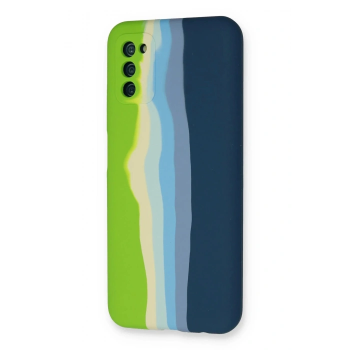 Newface Samsung Galaxy A03S Kılıf Ebruli Lansman Silikon - Yeşil-Koyu Yeşil