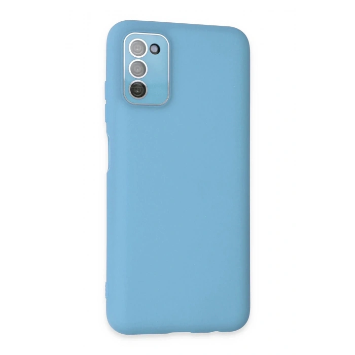 Newface Samsung Galaxy A03S Kılıf Lansman Glass Kapak - Mavi
