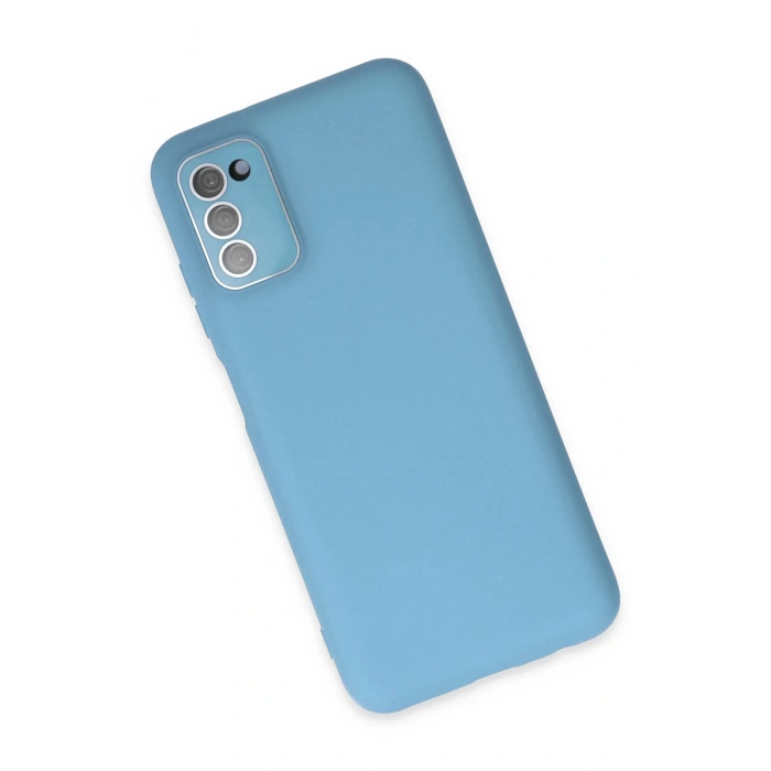 Newface Samsung Galaxy A03S Kılıf Lansman Glass Kapak - Mavi