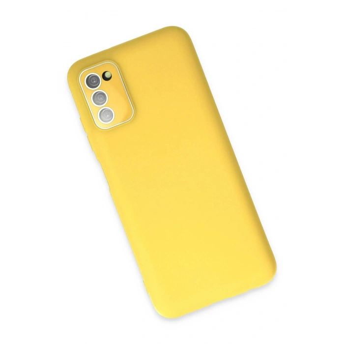 Newface Samsung Galaxy A03S Kılıf Lansman Glass Kapak - Sarı
