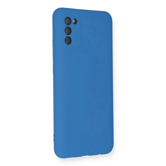 Newface Samsung Galaxy A03S Kılıf Nano içi Kadife Silikon - Mavi
