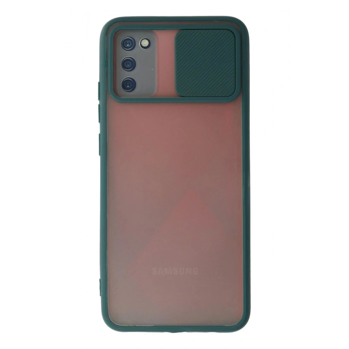 Newface Samsung Galaxy A03S Kılıf Palm Buzlu Kamera Sürgülü Silikon - Yeşil