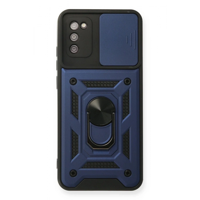 Newface Samsung Galaxy A03S Kılıf Pars Lens Yüzüklü Silikon - Lacivert