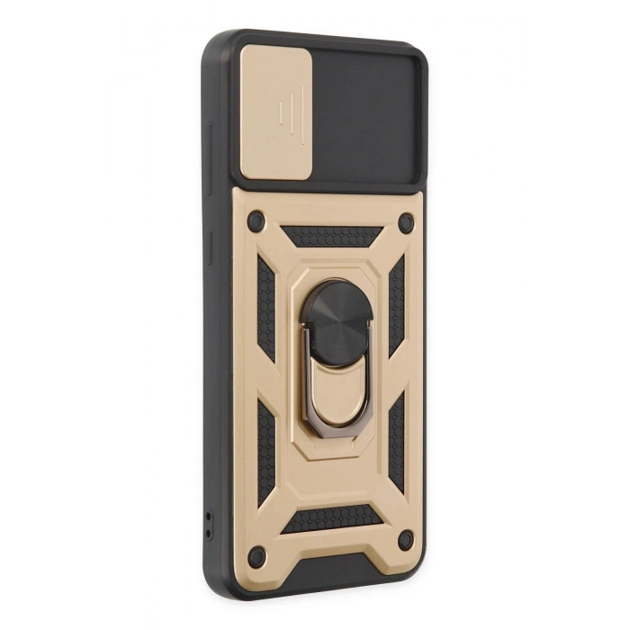 Newface Samsung Galaxy A04 Kılıf Pars Lens Yüzüklü Silikon - Gold