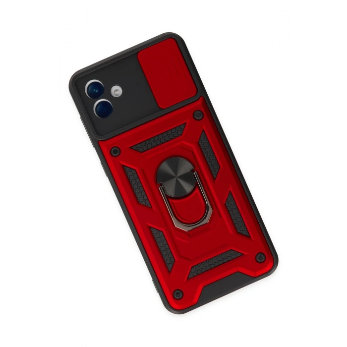 Newface Samsung Galaxy A04 Kılıf Pars Lens Yüzüklü Silikon - Kırmızı