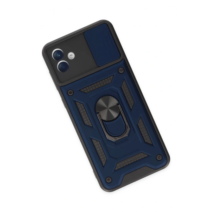 Newface Samsung Galaxy A04 Kılıf Pars Lens Yüzüklü Silikon - Lacivert