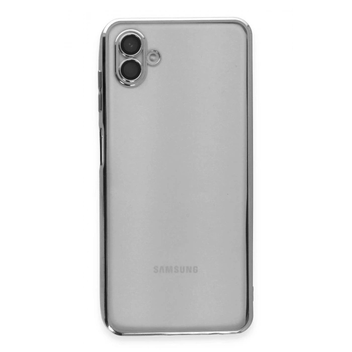 Newface Samsung Galaxy A04 Kılıf Razer Lensli Silikon - Gümüş