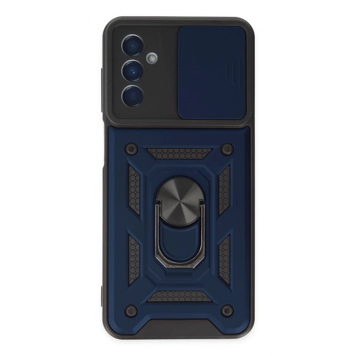 Newface Samsung Galaxy A04S Kılıf Pars Lens Yüzüklü Silikon - Lacivert