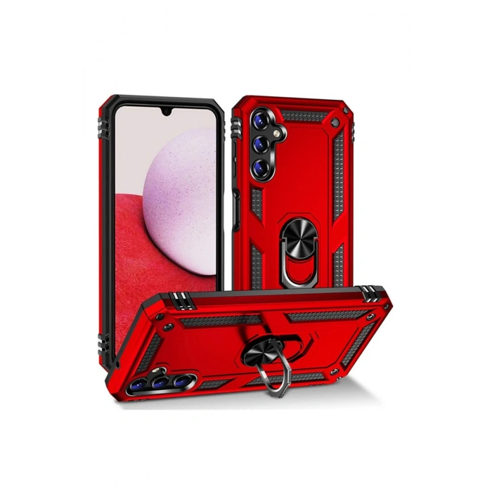 Newface Samsung Galaxy A04S Kılıf Sofya Yüzüklü Silikon Kapak - Kırmızı