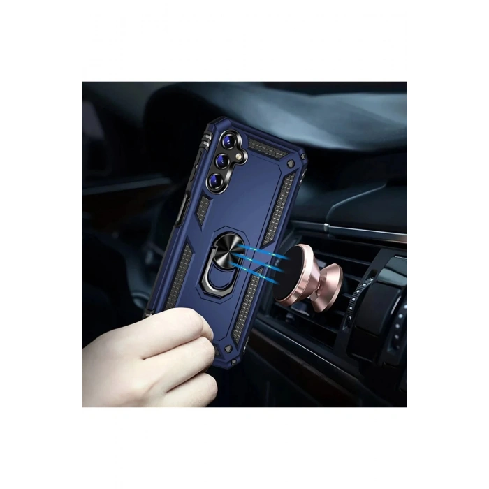 Newface Samsung Galaxy A04S Kılıf Sofya Yüzüklü Silikon Kapak - Siyah