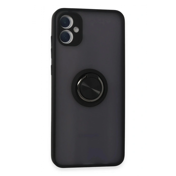 Newface Samsung Galaxy A05 Kılıf Montreal Yüzüklü Silikon Kapak - Siyah