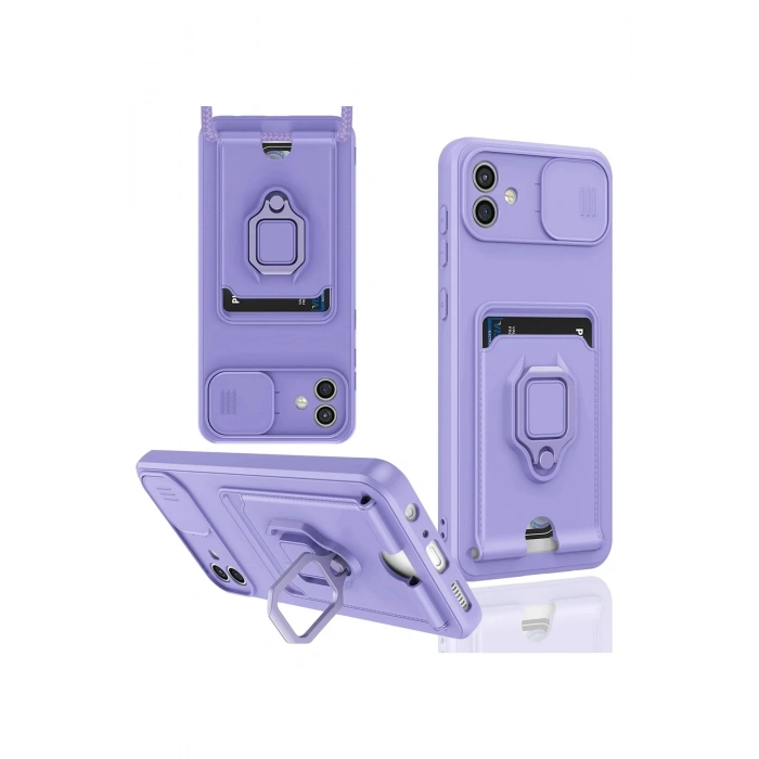 Newface Samsung Galaxy A05 Kılıf Zuma Kartvizitli Yüzüklü Silikon - Lila