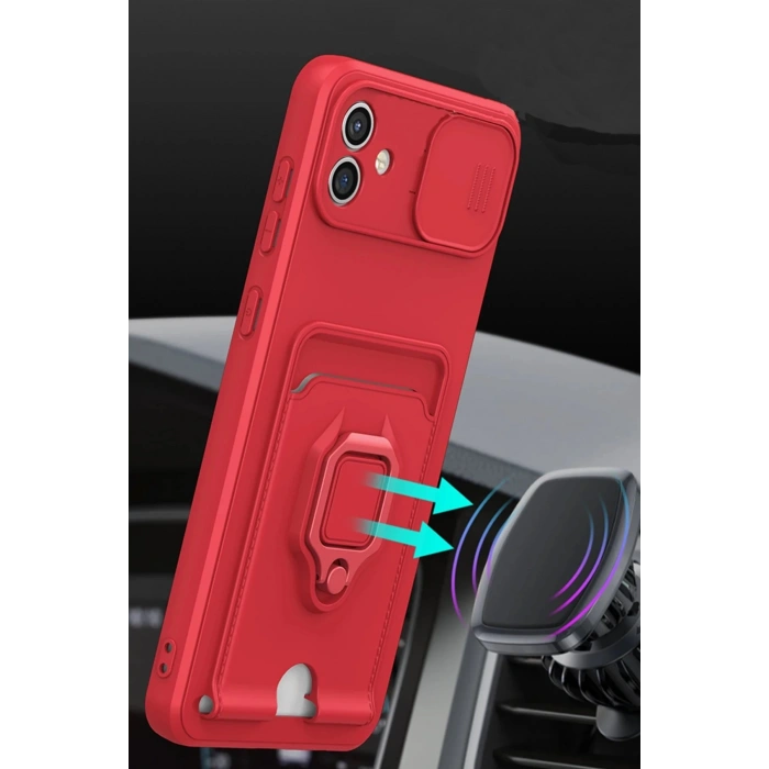 Newface Samsung Galaxy A05 Kılıf Zuma Kartvizitli Yüzüklü Silikon - Pembe