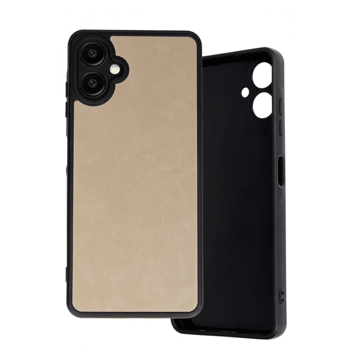 Newface Samsung Galaxy A06 Kılıf Aras Deri Kapak - Pudra