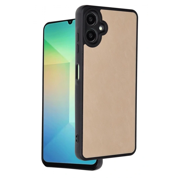 Newface Samsung Galaxy A06 Kılıf Aras Deri Kapak - Pudra