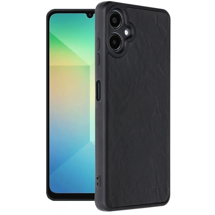 Newface Samsung Galaxy A06 Kılıf Aras Deri Kapak - Siyah