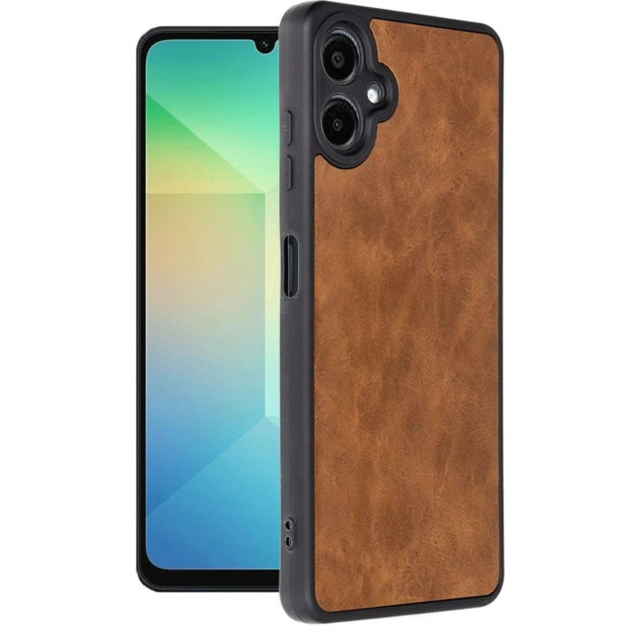 Newface Samsung Galaxy A06 Kılıf Aras Deri Kapak - Taba