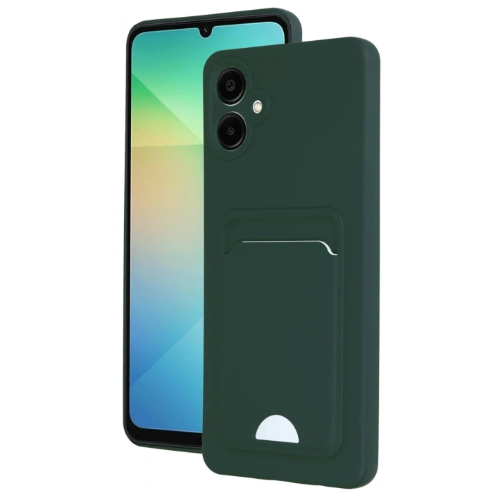Newface Samsung Galaxy A06 Kılıf Kelvin Kartvizitli Silikon - Koyu Yeşil