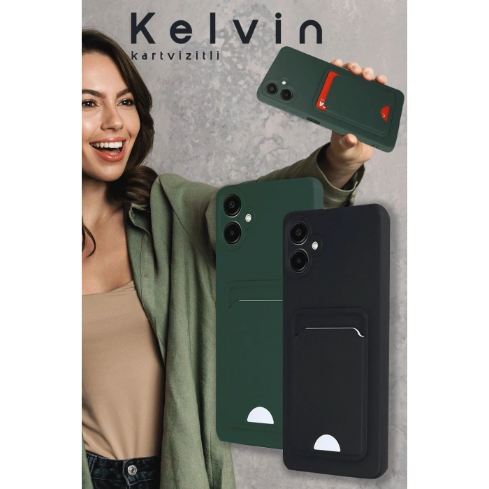 Newface Samsung Galaxy A06 Kılıf Kelvin Kartvizitli Silikon - Siyah