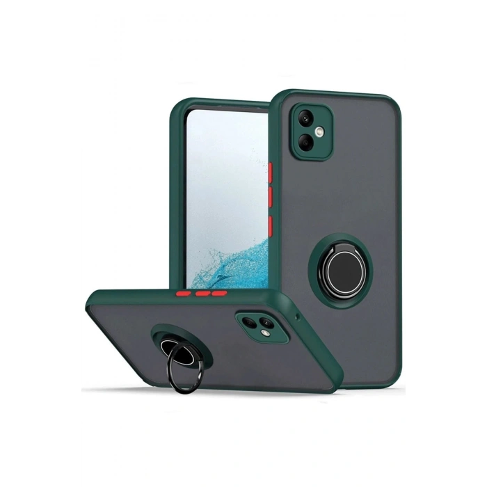 Newface Samsung Galaxy A06 Kılıf Montreal Yüzüklü Silikon Kapak - Yeşil