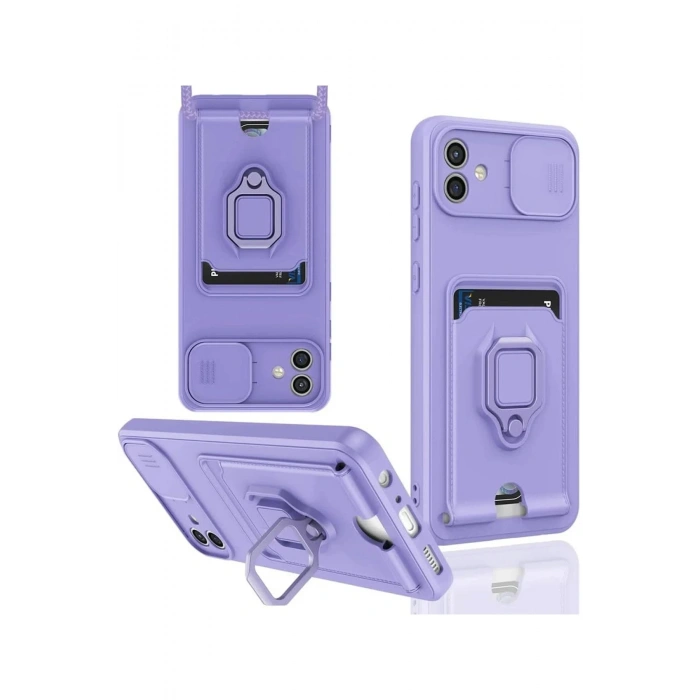 Newface Samsung Galaxy A06 Kılıf Zuma Kartvizitli Yüzüklü Silikon - Lila