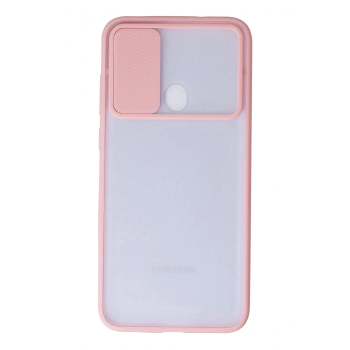 Newface Samsung Galaxy A11 Kılıf Palm Buzlu Kamera Sürgülü Silikon - Pembe